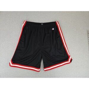 Champion Shorts Mens XXL Black‎ Red Vtg Look Basketball Shorts Striped Pockets